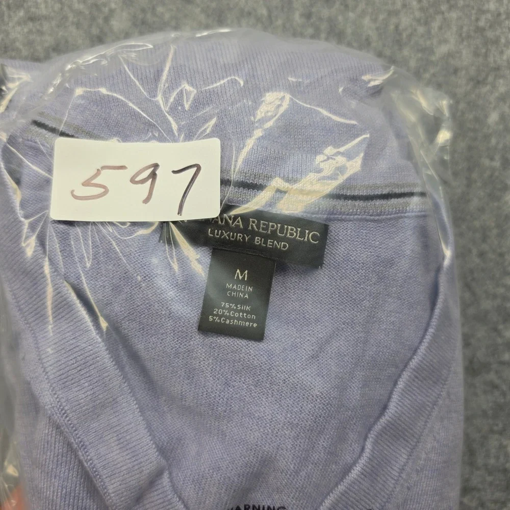 Banana Republic Luxury Blend Silk Cotton Cashmere V-Neck Sweater Purple Mens M